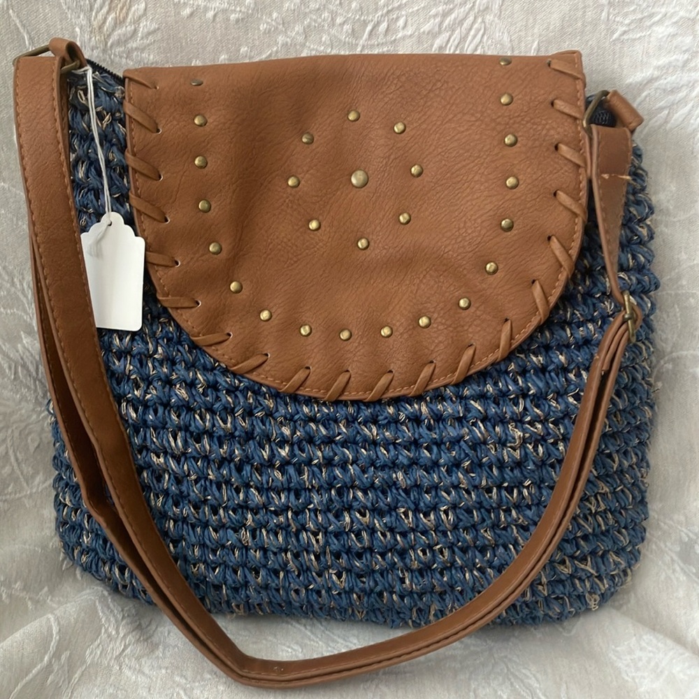 Sun and Sand … Brown and Blue Woven Women's Bag